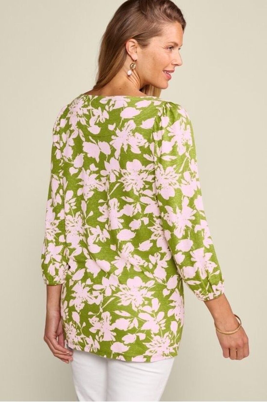 Soft Surroundings $89 Ainsley Linen Blend Tunic Pink Green Floral 1X NEW - Picture 10 of 10